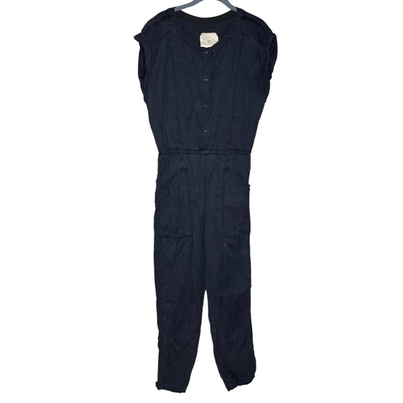 Anthropologie hei hei navy utility jumpsuit short sleeve blue women’s size small - Picture 2 of 7